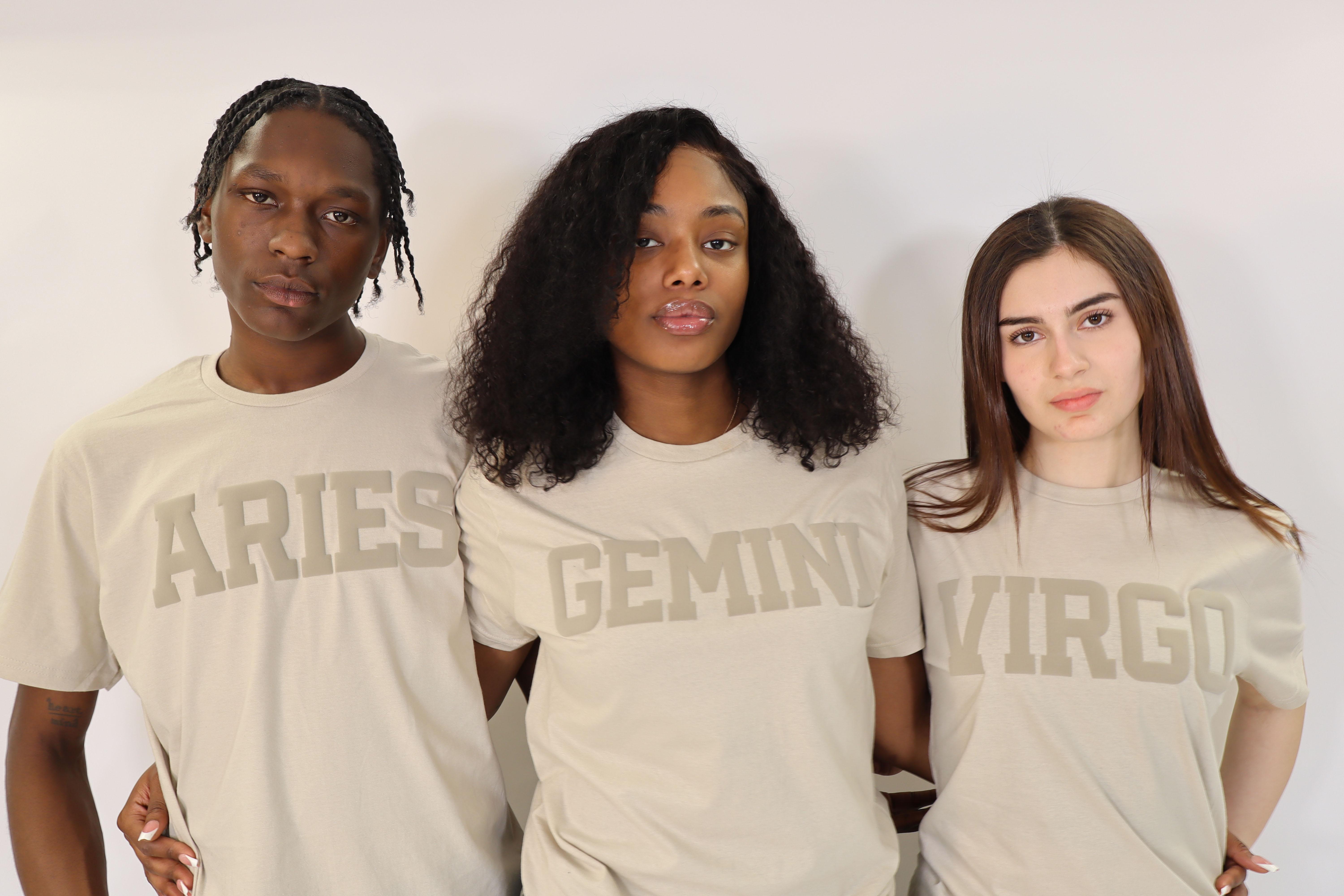 T-Shirt: Zodiac and Astrology Puff Print Unisex T-Shirts, Choose Your Color