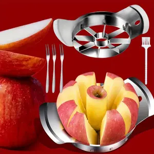 5pcs Fruit Slicer Stainless Steel Apple Slicer Corer 8-Slice Premium Fruit Cutter Wedger Easy Grip Fruit with Sharp Blade for Apples Pears and More Fruits with Forks and Brush tool kit set,summerwins