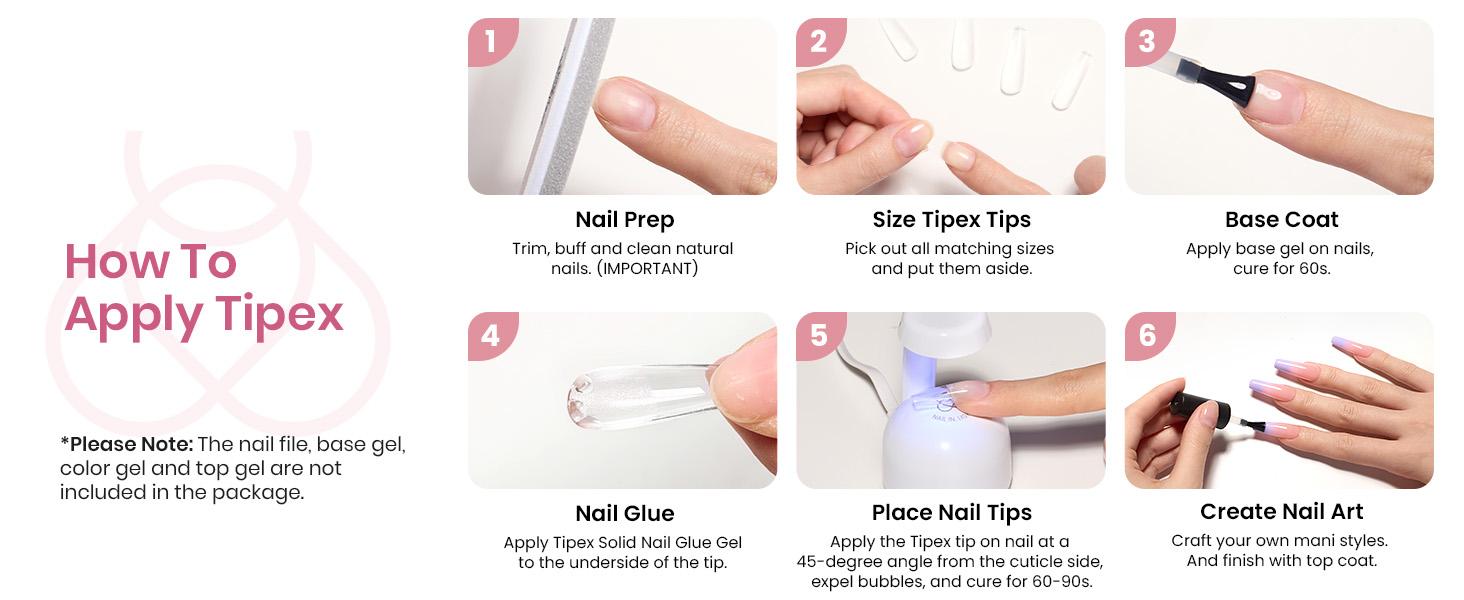 Beetles Tipex Lite Instant Apex Nail Extension Tips - Tipex 2.0 Acrylic Nail Flat Nails Manicure Gel press ons Nail Art DIY Nails Art