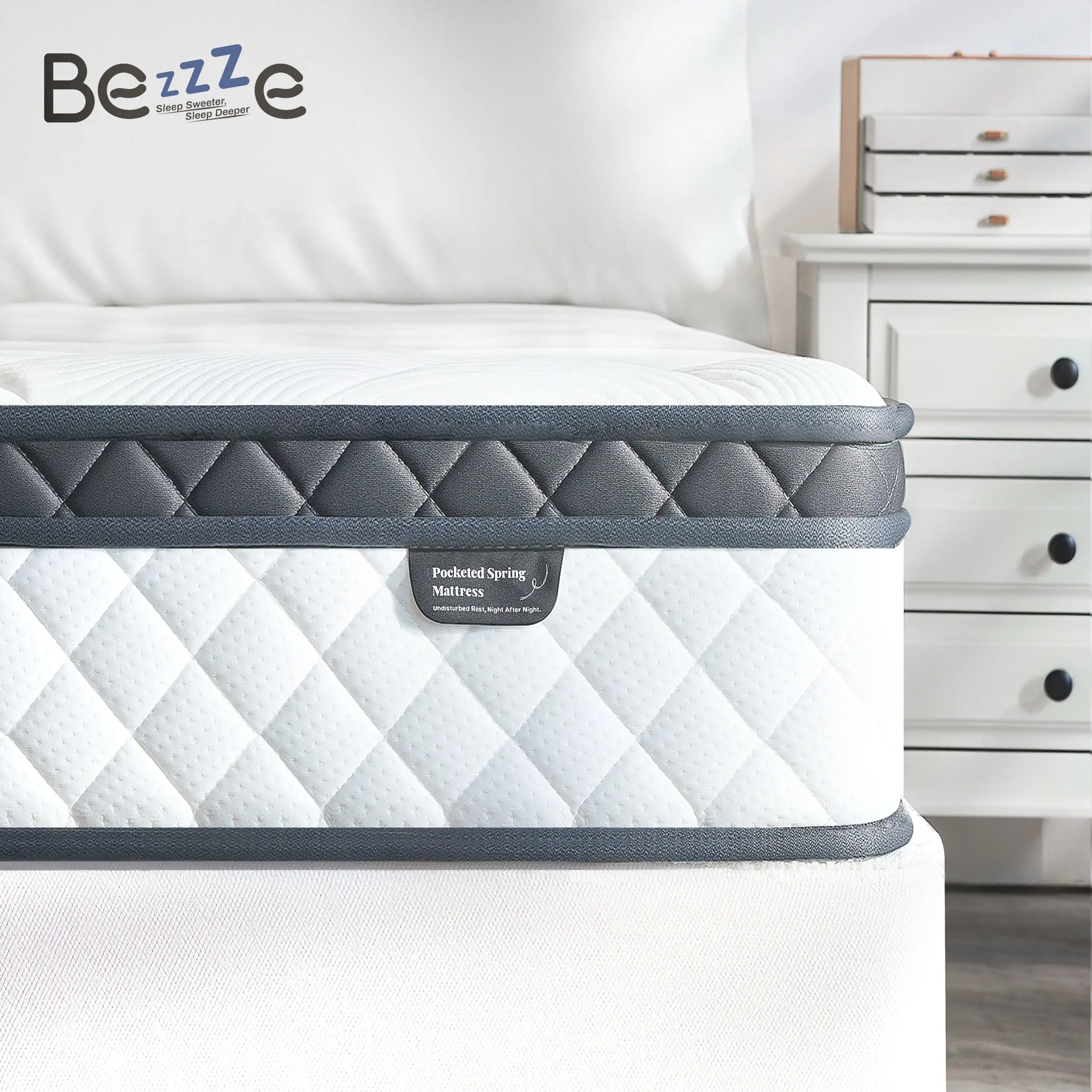 Bezzze Queen Hybrid Mattress in a Box 3-in-1 Comfort Memory Foam Supportive Coils for Zero Motion Transfer Back Lumbar Support Medium Firm Soft Multiple Sizes Twin Full Queen Pressure Relief Traditional Coil Mattress