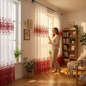 Window Wear 2 Panels 52x84 inches is made of cross-grain fabric and combines water-soluble embroidery technique. The hollowed-out floral pattern has a three-dimensional effect, with good draping properties. It can better decorate your home.FT555