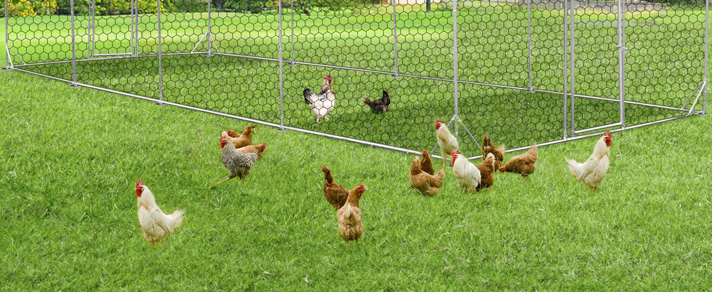 AECOJOY Large Dome Walk-in Metal Chicken Cage with Chain Link Fence - Prevents Predators - Suitable for 10+ Chickens and Poultry Outdoor