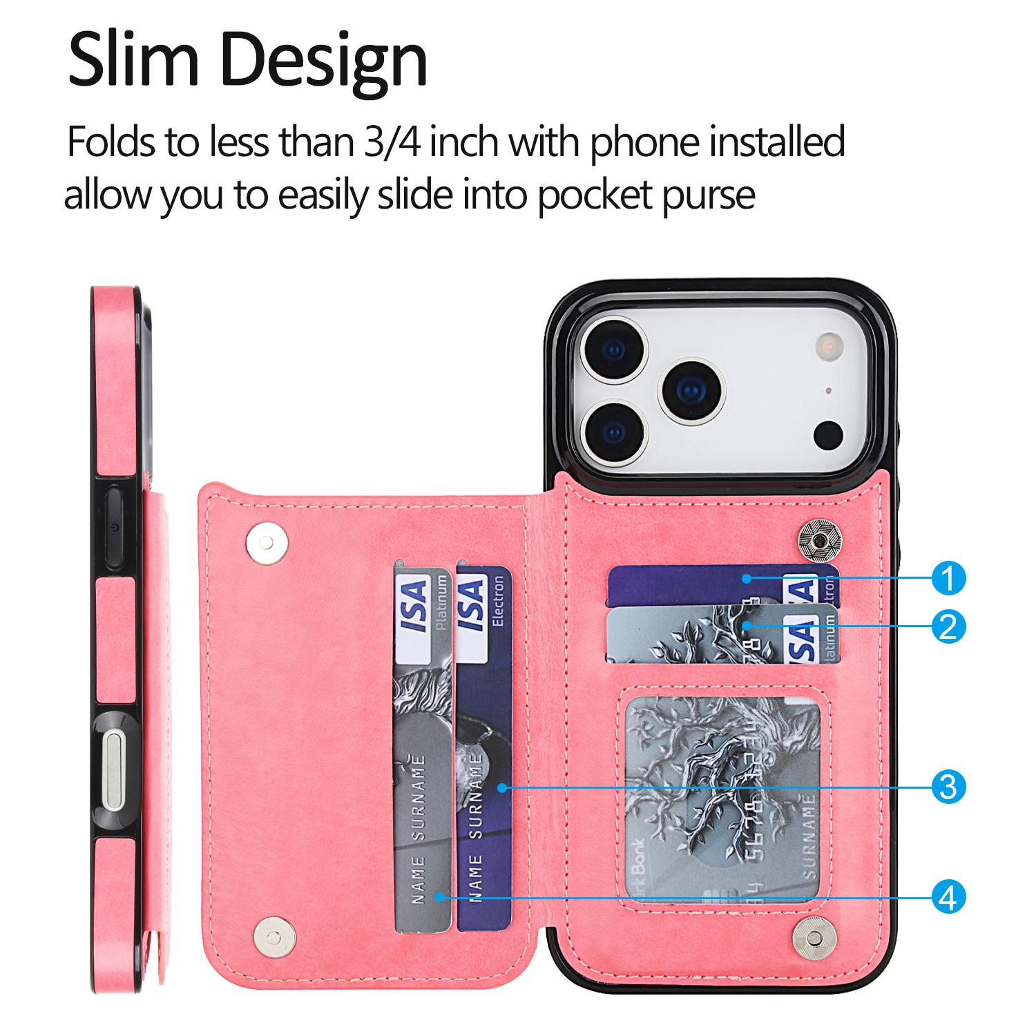 Case For iPhone 17 16 15 14 13 12 11 Pro Max Case Wallet with Card Holder, Embossed Butterfly Premium PU Leather Double Magnetic Buttons Flip Shockproof Protective Case Cover