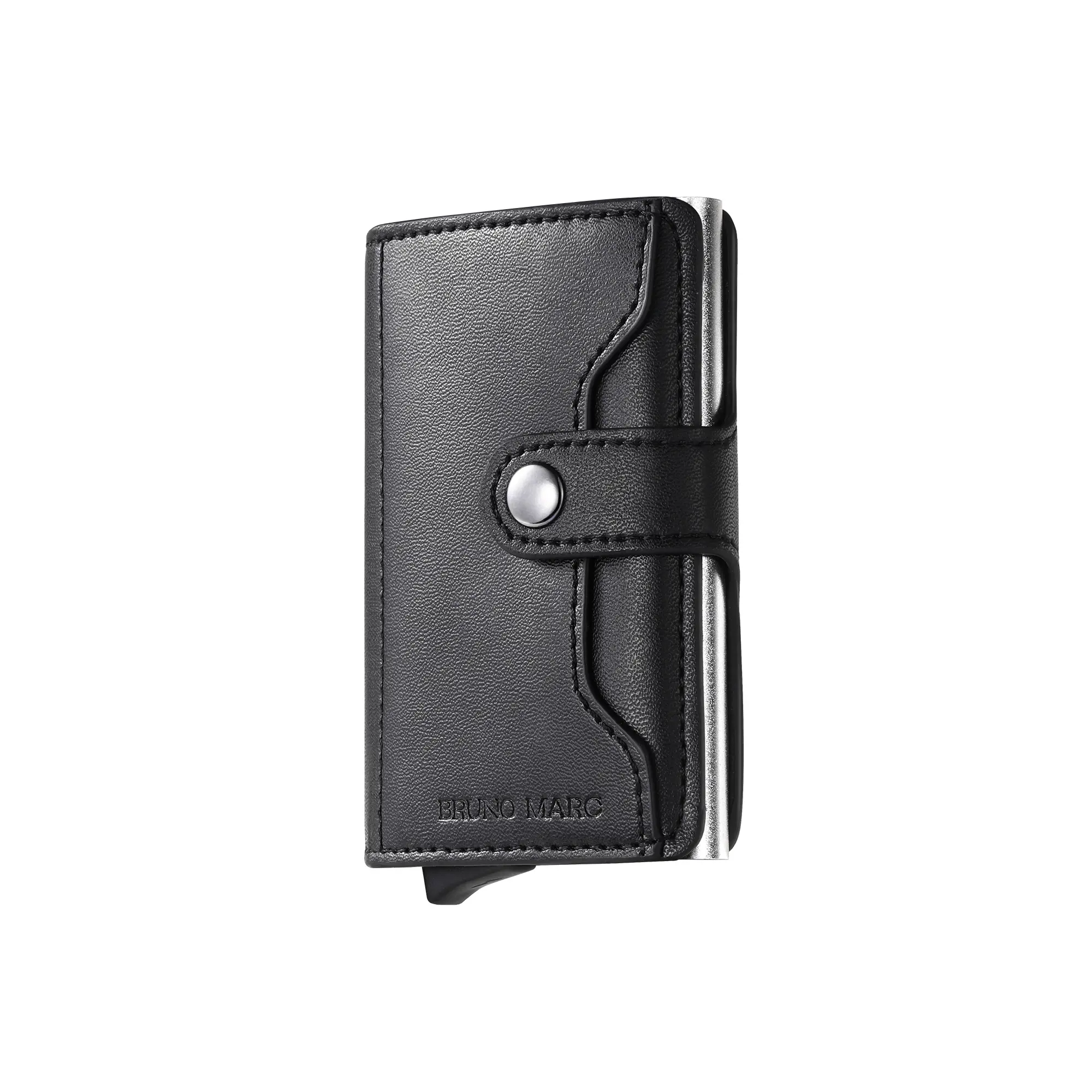 BRUNO MARC Men's Slim Metal Wallet, Minimalist Pop-Up Card Holder with RFID Blocking and Integrated Money Clip for Front Pocket, Minimalist Wallet, Durable Wallet