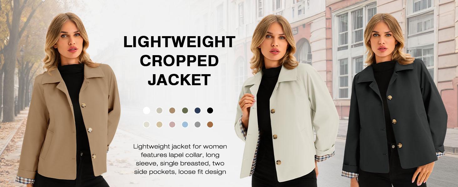 Tankaneo Womens Oversized Cropped Trench Coat Lightweight Single Breasted Barn Jacket Fall Windbreaker Fashion Outerwear with Checkered Lining #workwear #oldmoneyoutsits #tiktokshopholidayhaul #tiktokshopcreatorpicks #tiktokmademebuyit