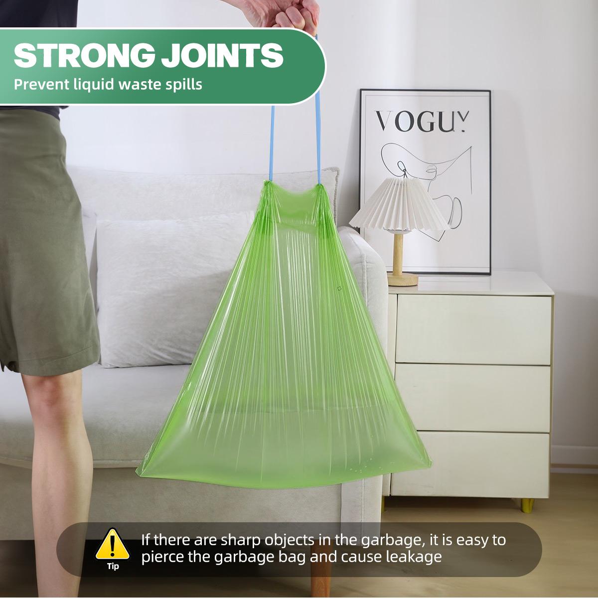 Rantizon Ultra Strong 13 Gallon TrashBags 90Pcs with Drawstring Closure, Continuous Odor Control, Biodegradable for Kitchen Garden Home