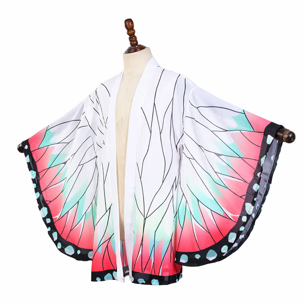 Women's Butterfly Wing Kimono Cardigan - Aesthetic Lightweight Drape Women's Clothes, Comfortable Fabric Robe, Elegant Outfit for Parties & Photoshoots, Demon Slayer Beach Cover-Up, Soft, Outfits, Halloween Ready, Polyester, Anime Inspired, Cosplay Cloak,