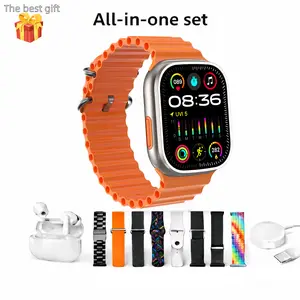 Smart Watch Bundle with Wireless Earbuds and Extra Watch Straps – Touchscreen Wearable Device with Basic Notifications and Activity Display, Includes Magnetic Charging Cable, Compatible with Most Smartphones