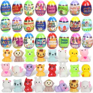 24 Pack Prefilled Easter Eggs with Cute Animal Squishy Toys – Easter Basket Stuffers for Kids Boys & Girls, Squishy Toy Easter Eggs, Party Favors, Classroom Prizes, Easter Egg Hunt Toys