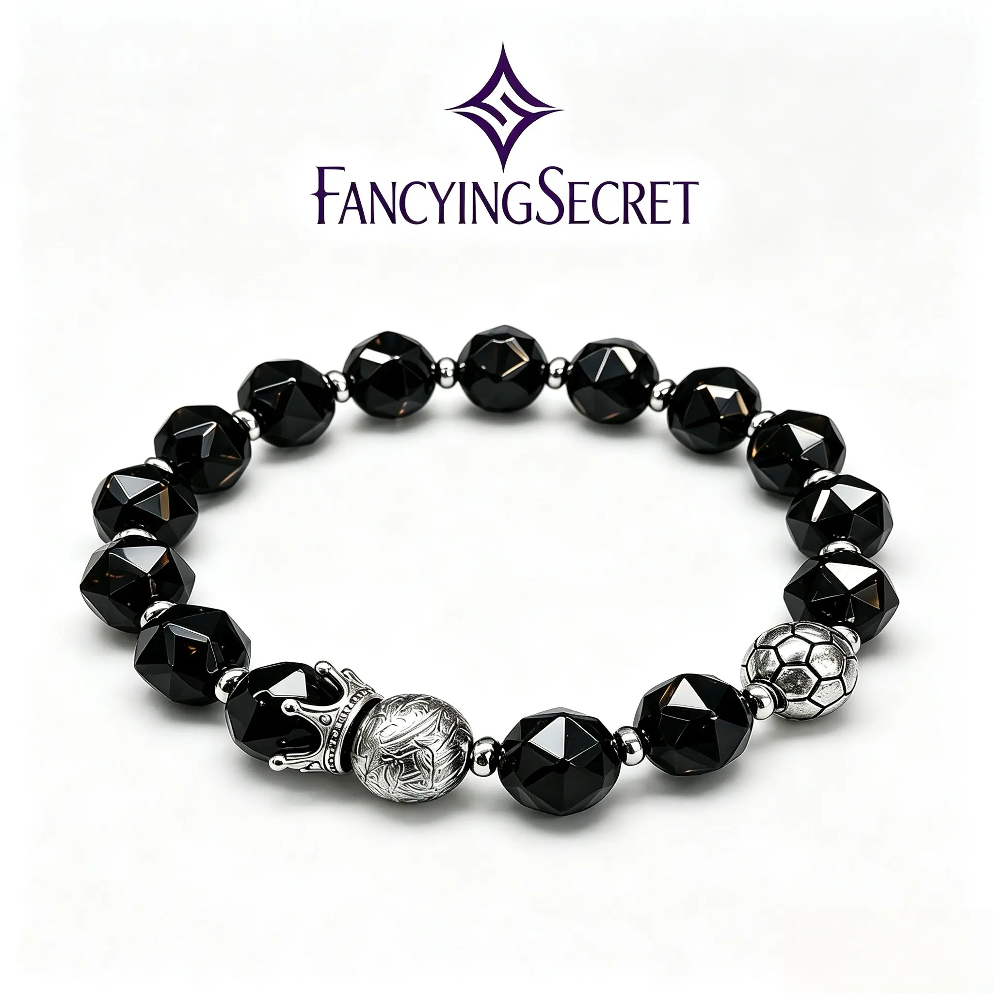 FancyingSecret-Iron Meteorite Bracelet Prosperity Crystal Manifestation and Protection Beads Bracelet,Obsidian Bracelet-Handmade Stretch Meditation Jewelry,Christmas Gift,Valentine's BirthdayAnniversary,Black Grounding Stone Beaded Bracelet FathersDayGift