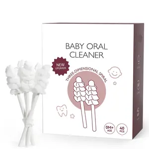 Baby Oral Cleaner Gauze Toothbrush Gentle 3D Spiral Brush Oral Care for Babies 0-36M Safe Material 40 Count Silicone Effective Cleanser Storage