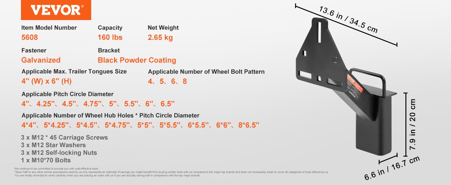 VEVOR Spare Tire Carrier, TikTokShopBlackFriday, Trailer Spare Tire Mount, 160 lbs Capacity, Utility Trailer Accessories Fits Most 4 & 5 & 6 & 8 Lugs Wheels on 4", 4.25", 4.5", 4.75", 5", 5.5", 6", 6.5" Bolt Patterns VEVOR Spare Tire Carrier, TikTokShopBlackFriday, Trailer Spare Tire Mount, 160 lbs Capacity, Utility Trailer Accessories Fits Most 4 & 5 & 6 & 8 Lugs Wheels on 4", 4.25", 4.5", 4.75", 5", 5.5", 6", 6.5" Bolt Patterns