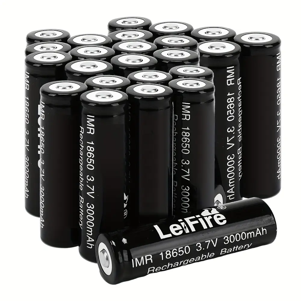 24pcs 18650 Rechargeable Lithium Ion Battery Bundle, High-Capacity 3.7V 3000mAh Batteries for Charging LED Flashlights, Fans