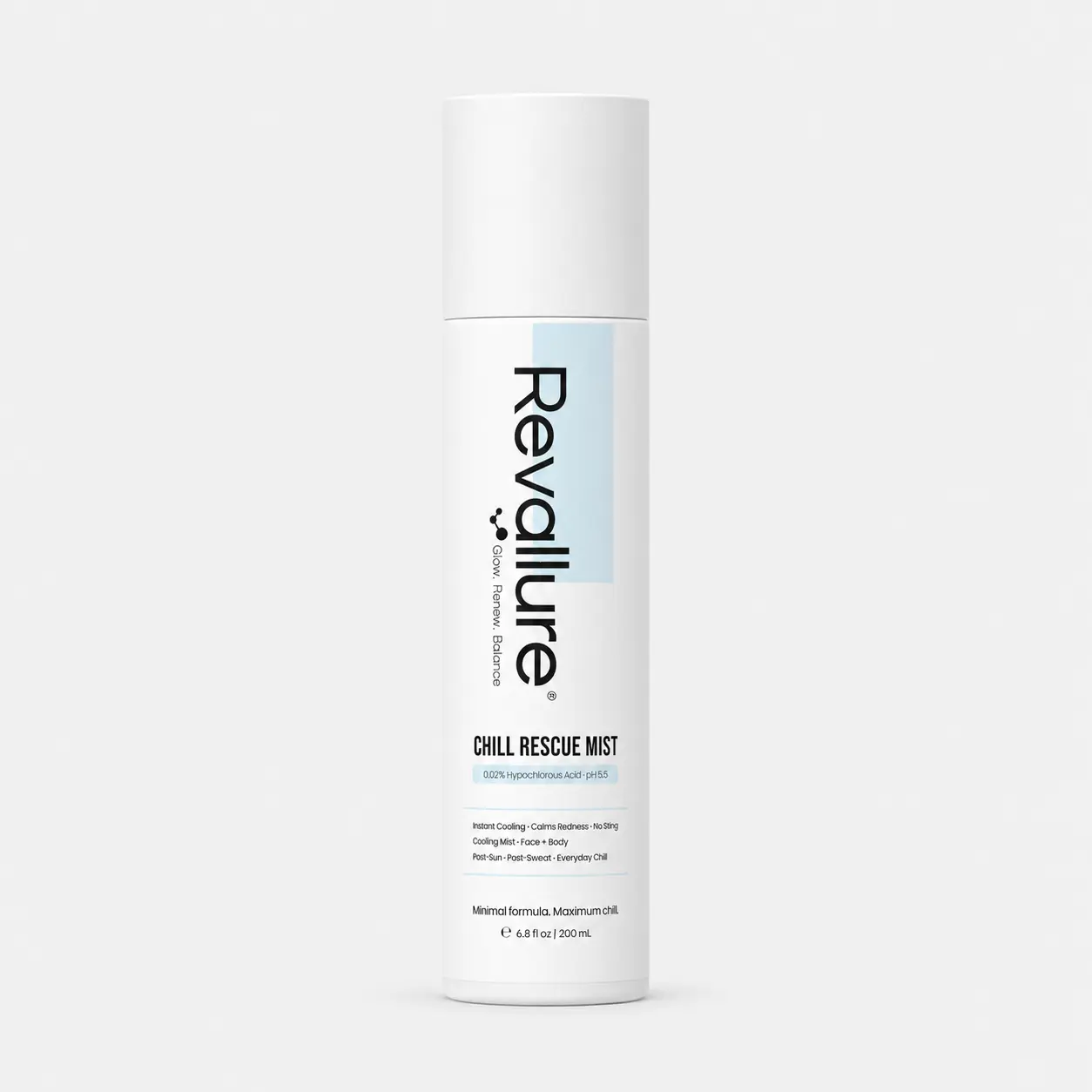 REVALLURE Chill Rescue Mist - Hypochlorous Acid Facial Spray | Non-Toxic Gentle HOCl Skincare Toner & Cleansing Mist | Refreshing, Moisturizing & Glowing Prep for Irritated, Oily & Acne-Prone Skin |    Topical Skin Spray  | pH 5.5 | 6.8 fl oz