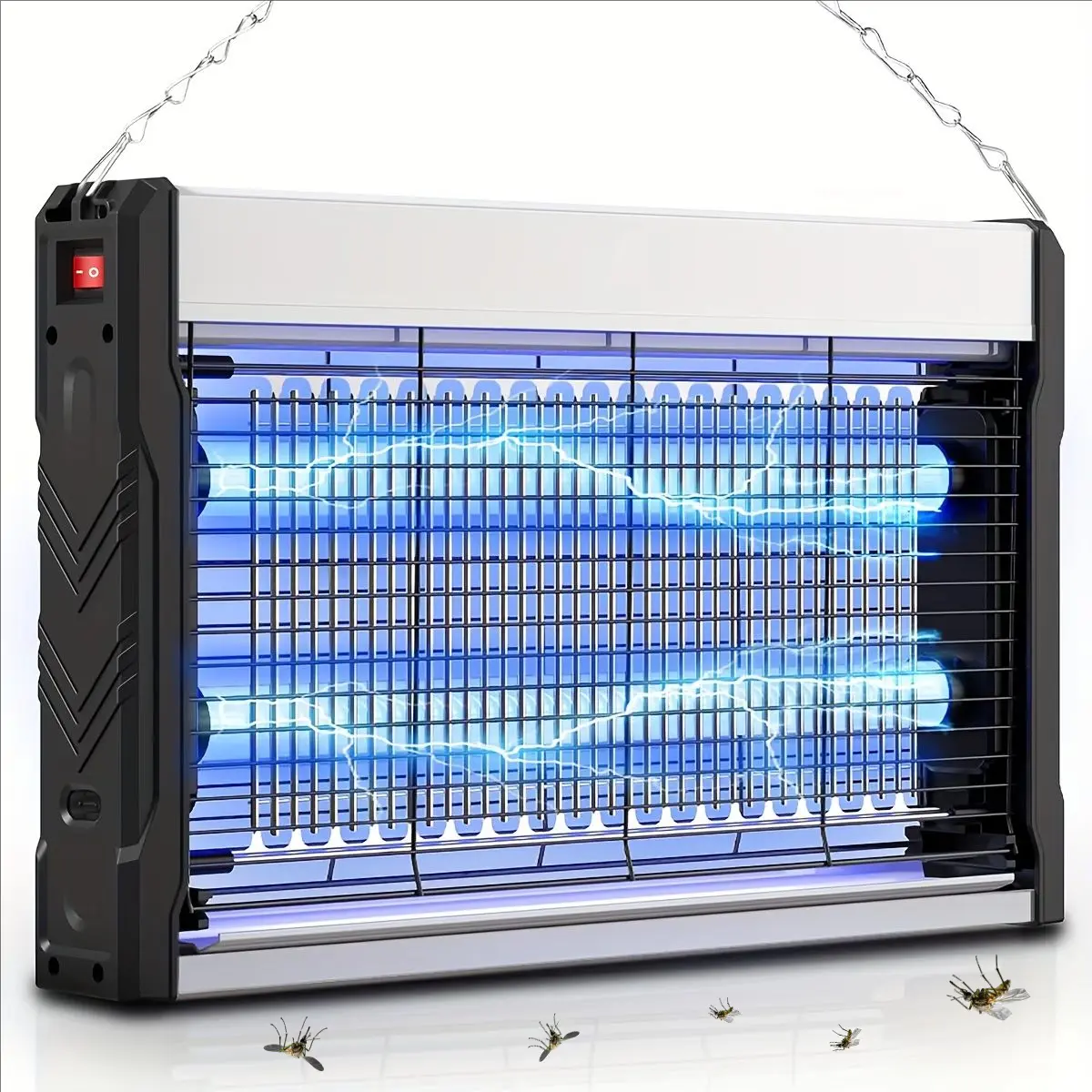 3200V Electronic Mosquito Zapper, USB-Charging Eco-Friendly Outdoor Insect Capture Device, Durable Black Metal Body, Removable Collector (Removable Parts), Wall-Mountable, Safety Fences, LED Lights, Odor-Free, Ideal for Sheds, Warehouses, Usb Cable