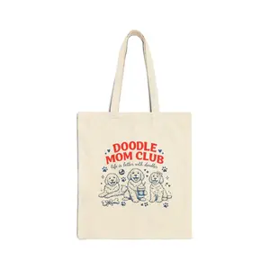 Doodle Mom Club Canvas Tote Bag - Cute Goldendoodle/ Labradoodle Dog Mom Gift