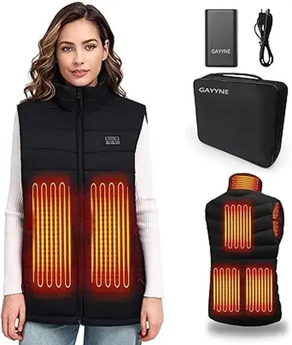 Women's Rechargeable Smart Heated Mock Neck Sleeveless Vest - 16000mAh Battery, 3 Heat Settings, Cotton Fabric, Zip, Handy Pocket, Lightweight Insulated, Skiing/Extreme Cold Use, Tested & Approved, Wearable Temperature Management, Heated Vest, Rechargeabl