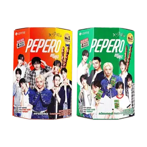 LOTTE Pepero Chocolate Cookie Sticks Almond & Crunchy Rice - 2 Boxes (268g) - Korean Snack Gift Set - Stray Kids Official Merchandise【Packaging May Vary】