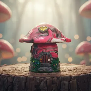 Hidden Treasure Mushroom House Handcrafted Polymer Clay Cottage with Secret Surprise in 5 oz Mason Jar Perfect for Collectors and Gift-Givers