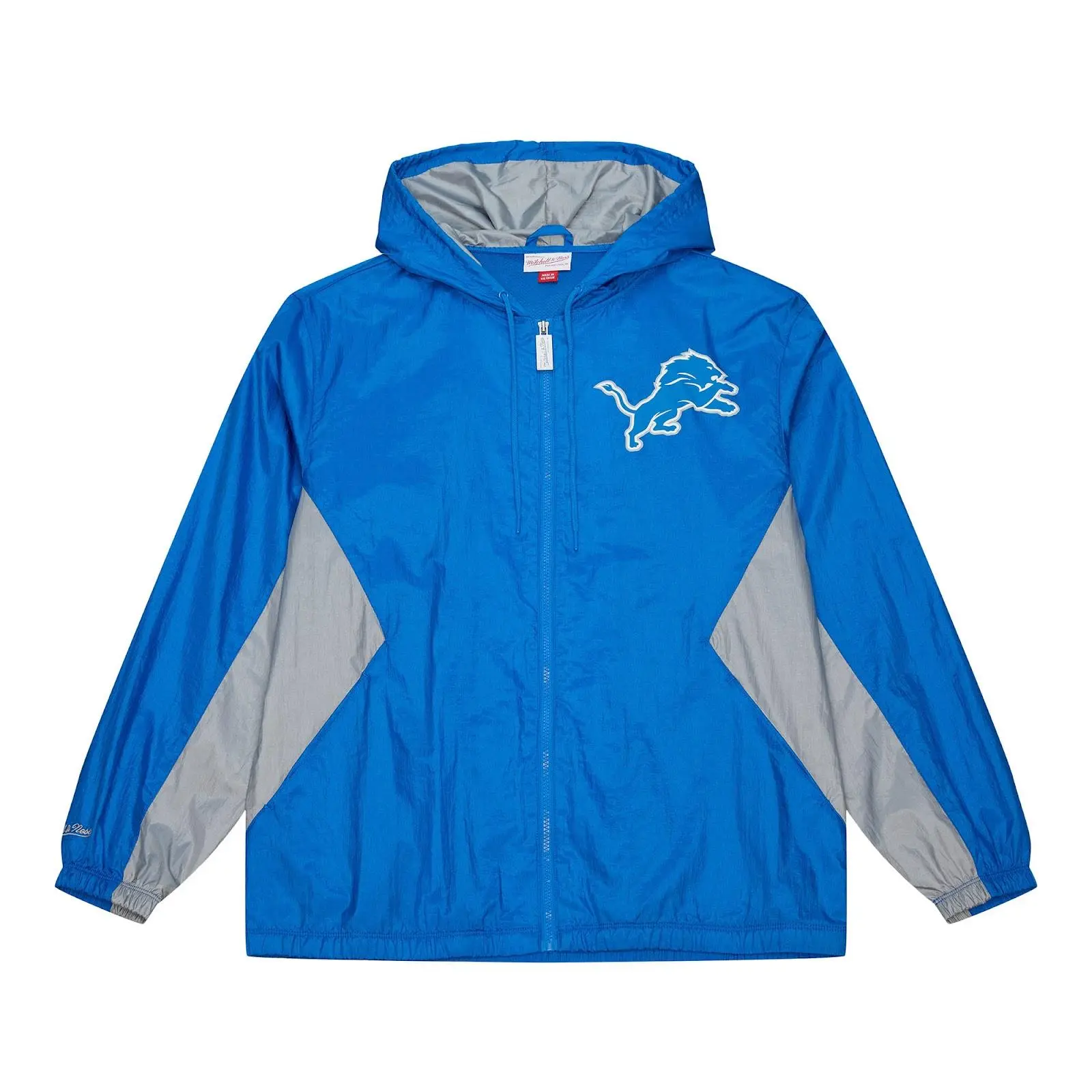 Mitchell & Ness Men's Detroit Lions Casual Graphic Hooded Regular-Fit Blue Playmaker Full-Zip Windbreaker Jacket, Zipper-Closure Outerwear