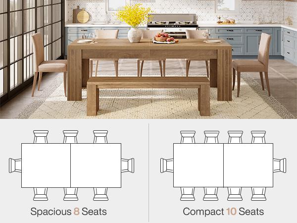 TRIBEWOOD  78.7-Inch Large Dining Table for 6-8, Rectangle Farmhouse Kitchen Table with Heavy Duty Legs for Kitchen & Dining & Living Room (Natural)