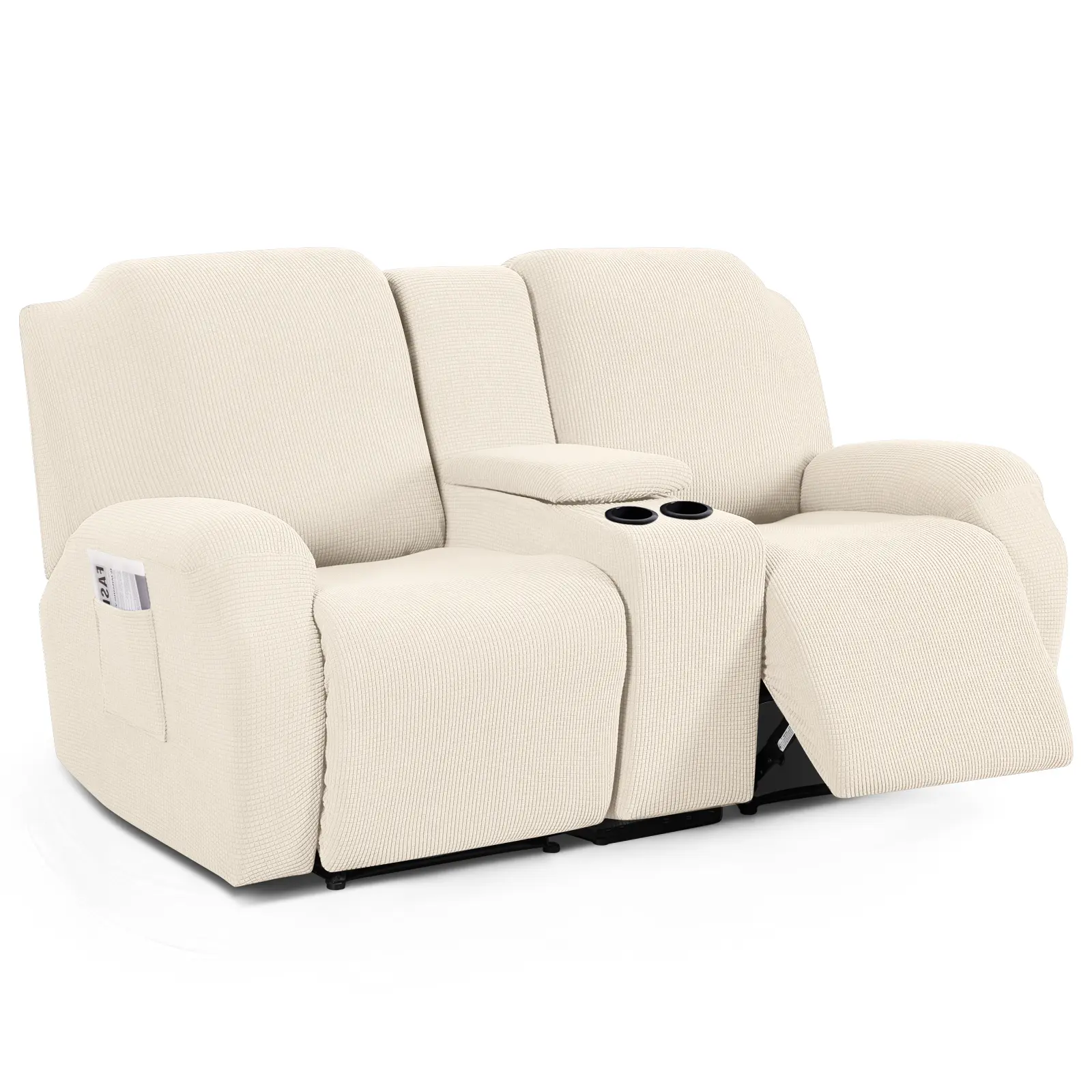 TAOCOCO Patented Loveseat Cover with Middle Console, 4-Piece Stretch Jacquard Recliner Protector,funda para sofá