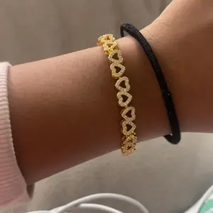 Valentine Gift Women's Elegant Artificial Zircon Decorated Heart Design Bracelet, Fashion Jewelry Accessories for Party, Daily Clothing Decor for Girl