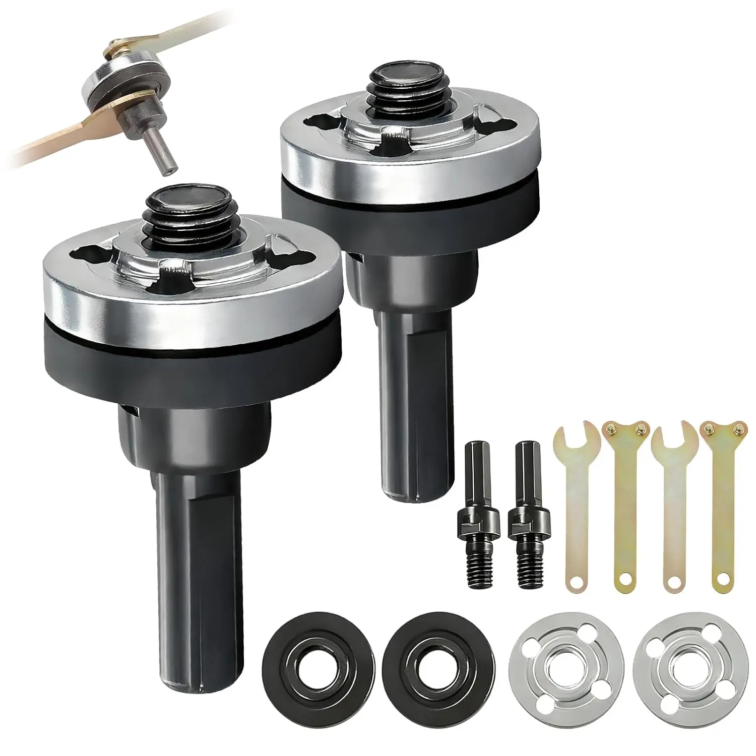 Electric Drill Angle Grinder Connecting Rod Set,2 Set Angle Grinder Attachments Set,10Pcs Drill Arbor Mandrel Adaptor with Replacement Grinder Flange Nuts and Spanner Wrench Conversion Tool (10mm)