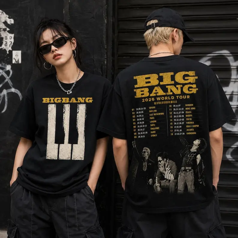 2026 World Tour Shirt, 20th Anniversary Kpop Concert Tee, Front and Back Vintage Black Graphic T-Shirt, Unisex VIP Fan Gift