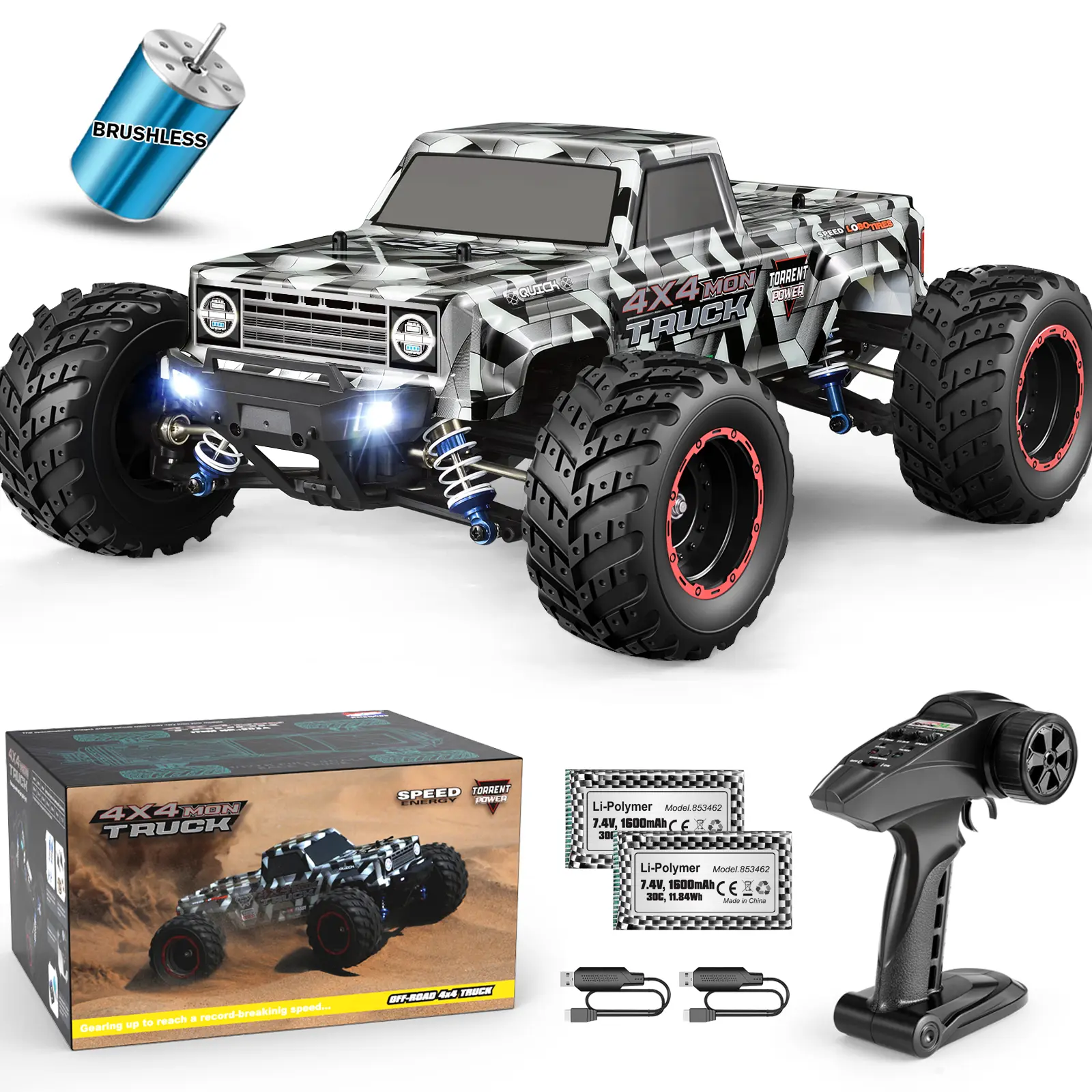 HAIBOXING 1/12 Brushless RC Car, 4WD High Speed Off-Road Remote Control Car, Hobby Grade RTR RC Truck with 2 Batteries ,Gift for Adults, Model 903A outdoor fun