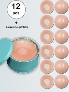 12 PCS Nipple Covers For Women, Reusable Nipple Coverings, Nipple Pasties, Boob Pasties, Reusable Silicone Adhesive Invisible Pasty Nipple Covers For Women With Travel Box