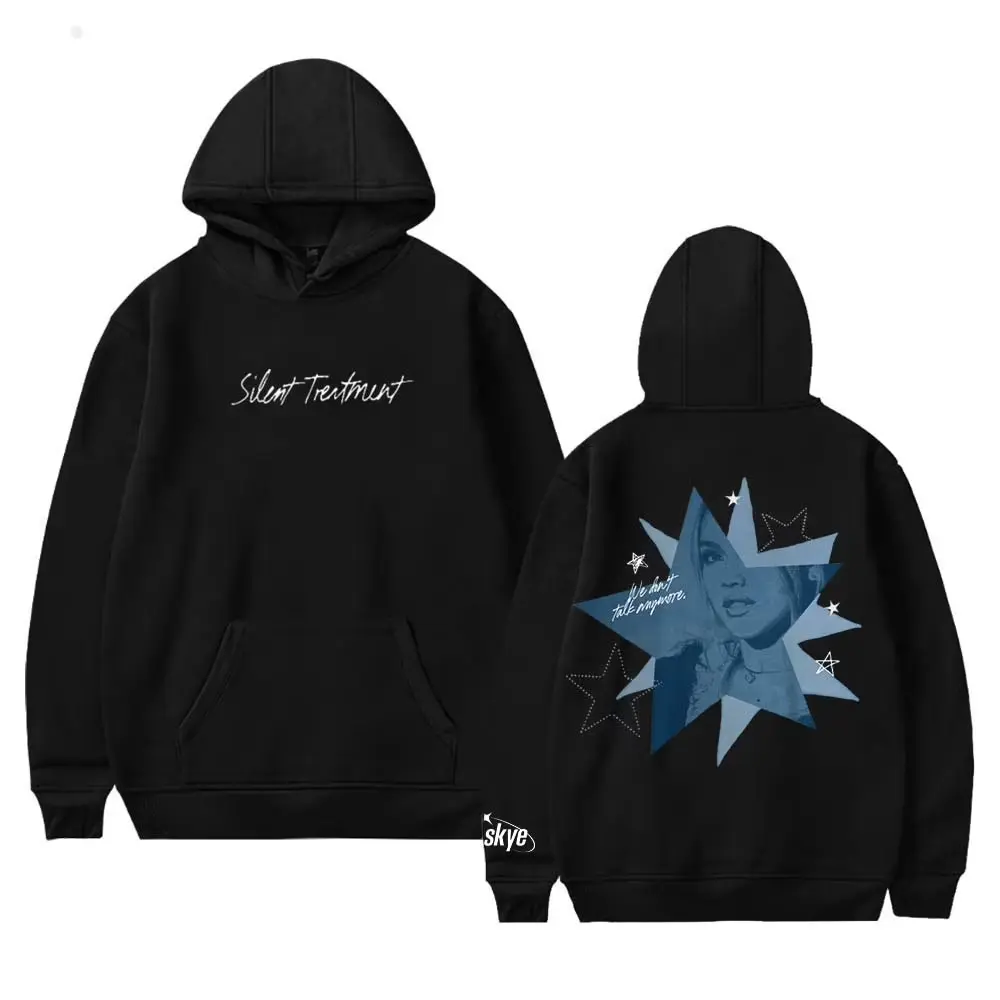 Freya Skye Silent Treatment Unisex Casual Drawstring Hooded Pullover - Menswear Tops, Longsleeves Sweatshirt, Minimalist Vintage Classic Street Style, Quick-Dry Moisture-Wicking, Birthday Holiday Gift