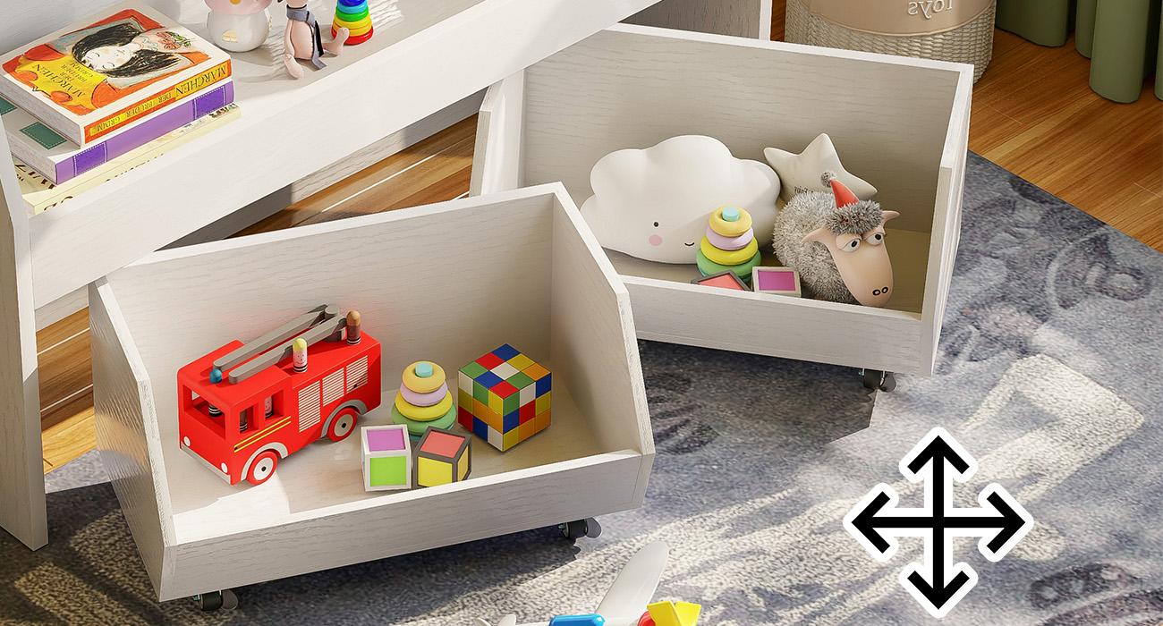 【TreasureFinds】COZPAW Toy Cabinet with Easy Mobility Wheels Organiser Racks - Multi-Layer Design, Smooth Mobility, Suitable for Storing Toys, Balls, and More