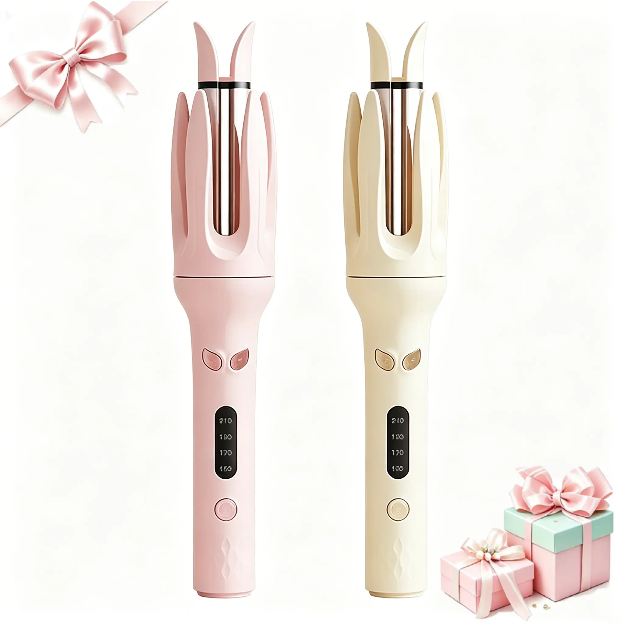 Fully automatic Rotating Hair Curling Iron 28mm, Negative Ion Lazy Curling Wand with 4 Adjustable Temperatures, Anti-Damage Electric & Negative Ion Hair Styling Tool for Home, Perfect Gift for Women & Friends