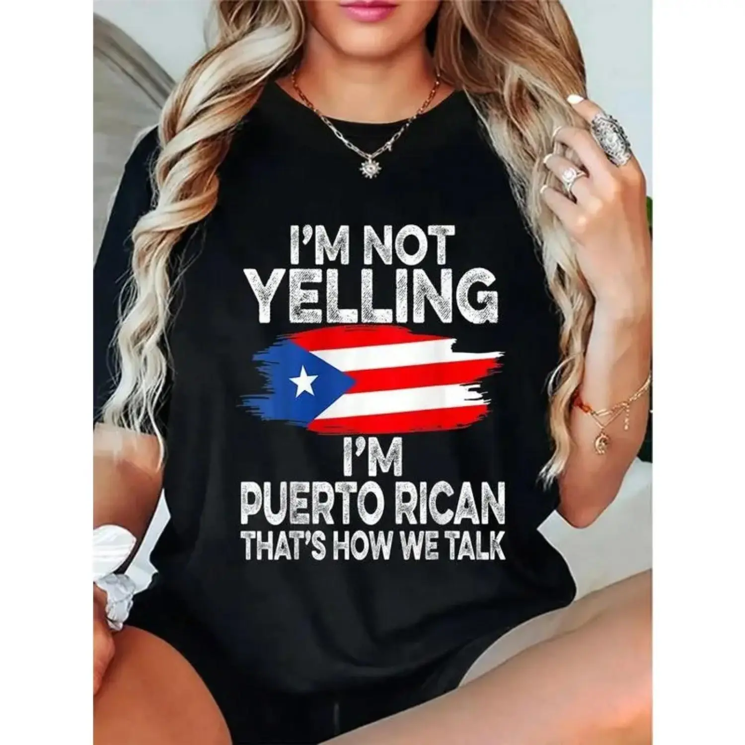 100% Cotton Funny Puerto Rico Flag I Don't Scream I'm T-Shirt Short Sleeve T-Shirt Women's Men's Graphic Tee Causal Tops