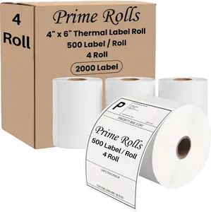 4” x 6” Direct Thermal Shipping Labels – 2000 Labels (500 per Roll, 4 Rolls) Water & Oil Resistant, Strong Adhesive – Compatible with Zebra, Rollo & Similar Printers (Not for DYMO)