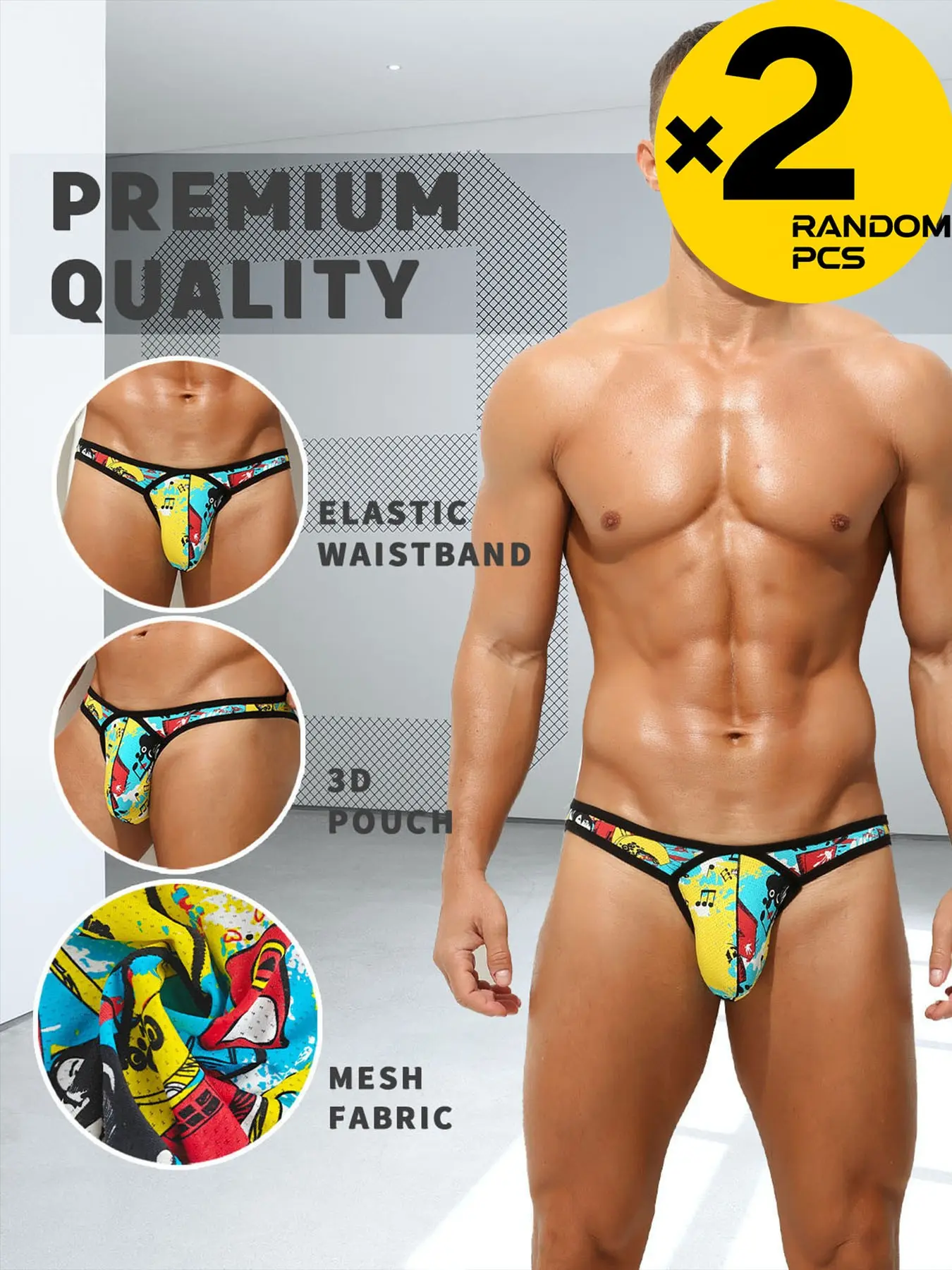 Randomly select 2-4 pieces of cartoon comic-themed underwear for boys, silk mesh printed triangle pants, soft, comfortable and breathable, summer new style underwear for boys, Elastic Underwear
