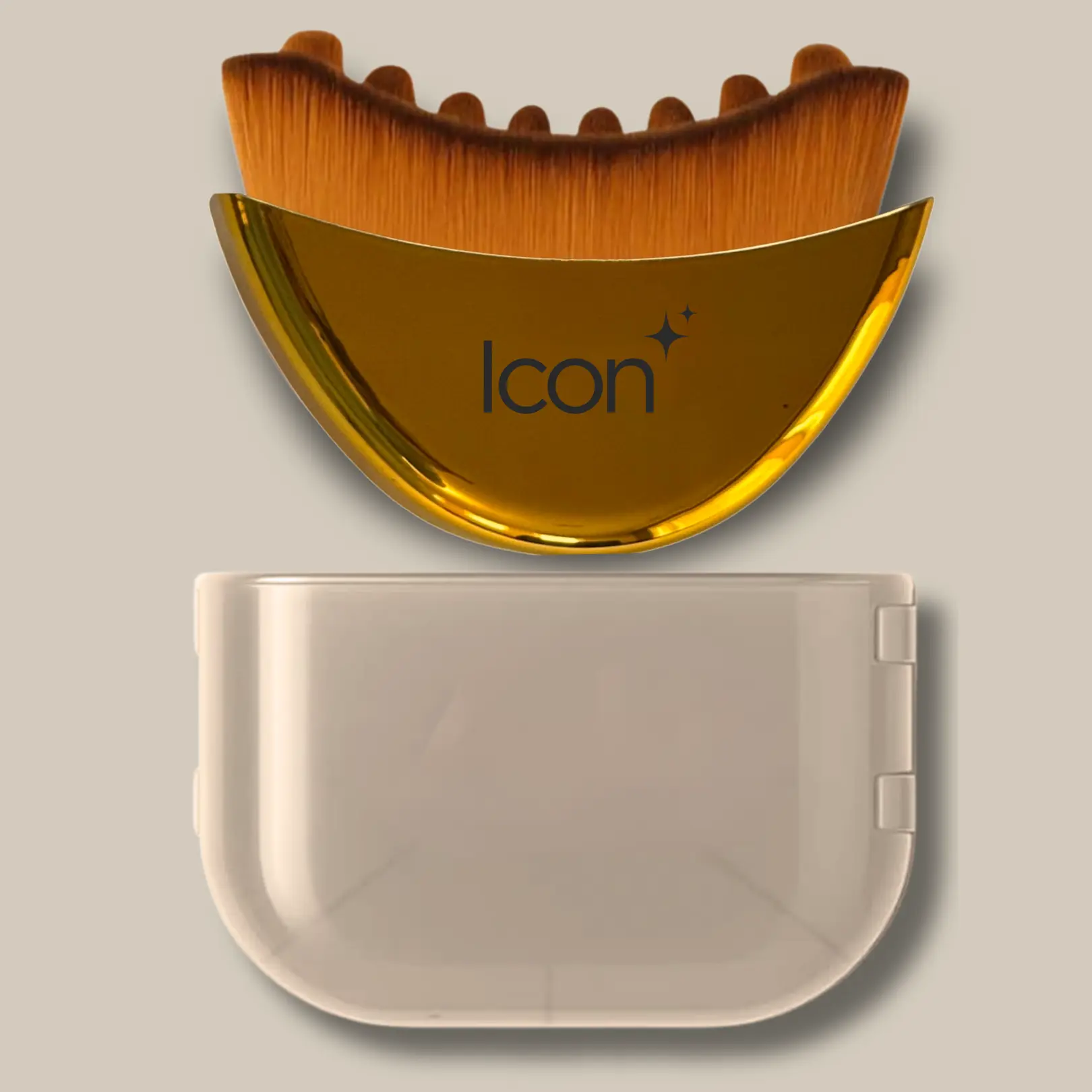 Icon Lymphatic Contour Face Brush, Reduces Puffiness & Restores Definition, Ultra-Soft Face Brush for Lymphatic Drainage, Naturally Sculpted Look, Gentle on All Skin (Gold)
