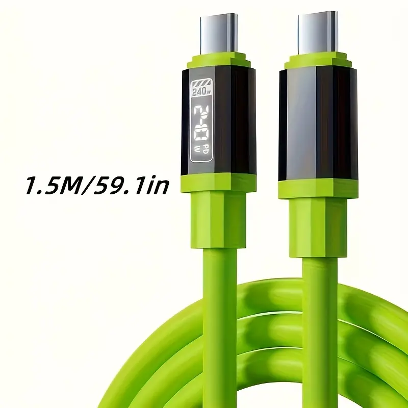 2pcs 240W Ultra-Fast Charging Type-C to Type-C Data Cable with Real-Time Power Display - Mobile Charger for iPhone 15/16/17, Samsung, Huawei, Honor, Xiaomi, OnePlus, POCO, OPPO, VIVO Smartphones & Tablets, Electronic