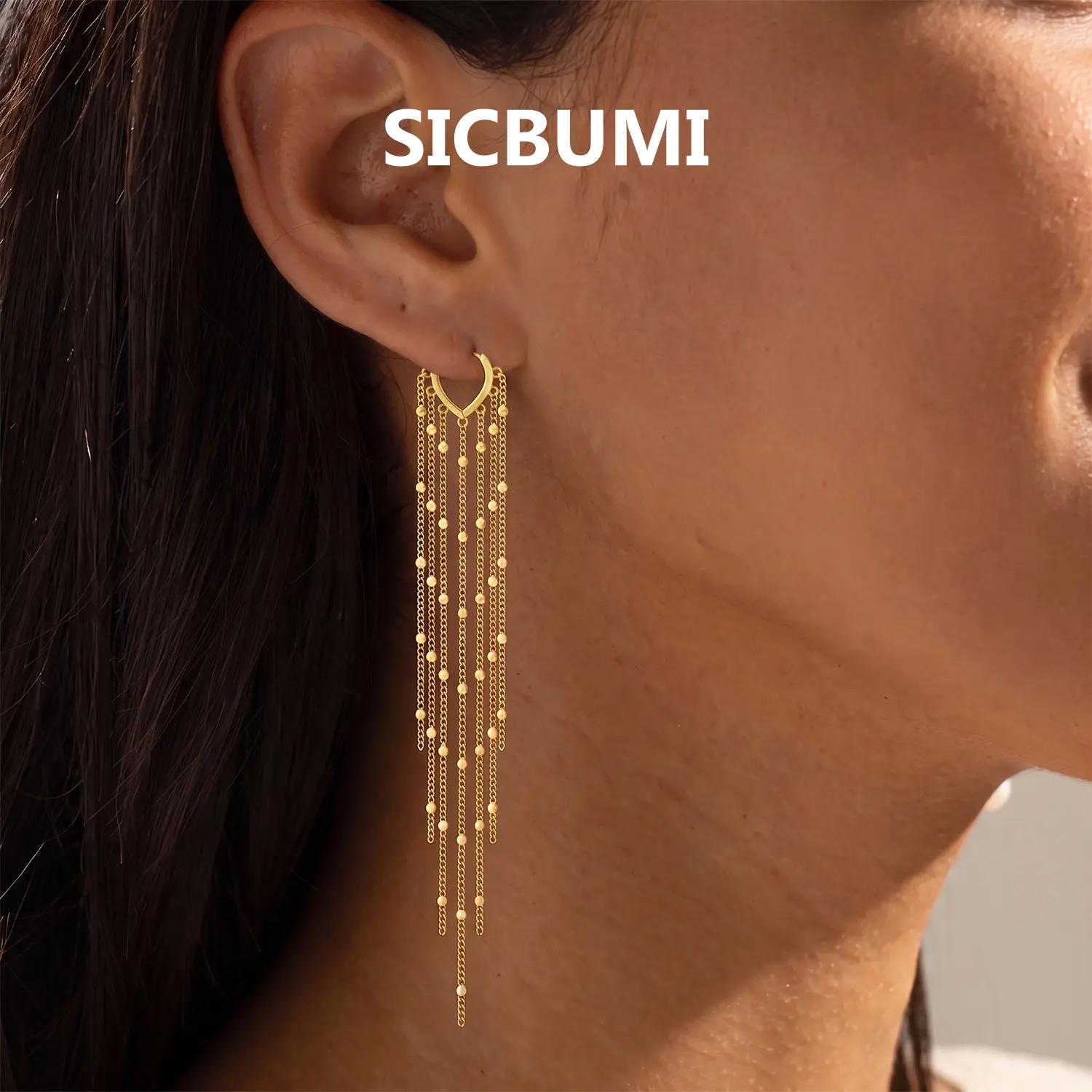 Sicbumi Tassel Earrings for Women, Tassel Chain Chandelier Fashion Jewelry - Lightweight Costume Piece for Anniversary or Party, Gift for Female Friends, Christmas, Chain Drop, Statement, Dangle, Elegant, Evening, Extended Wear, Long Chains