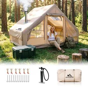 6-8 Person Camping Inflatable Tent - 5-Min Ultra-Quiet Setup, Skylight & Mesh Windows, 4-Season 3000mm Waterproof Shelter with Kids Tent Carry Bag