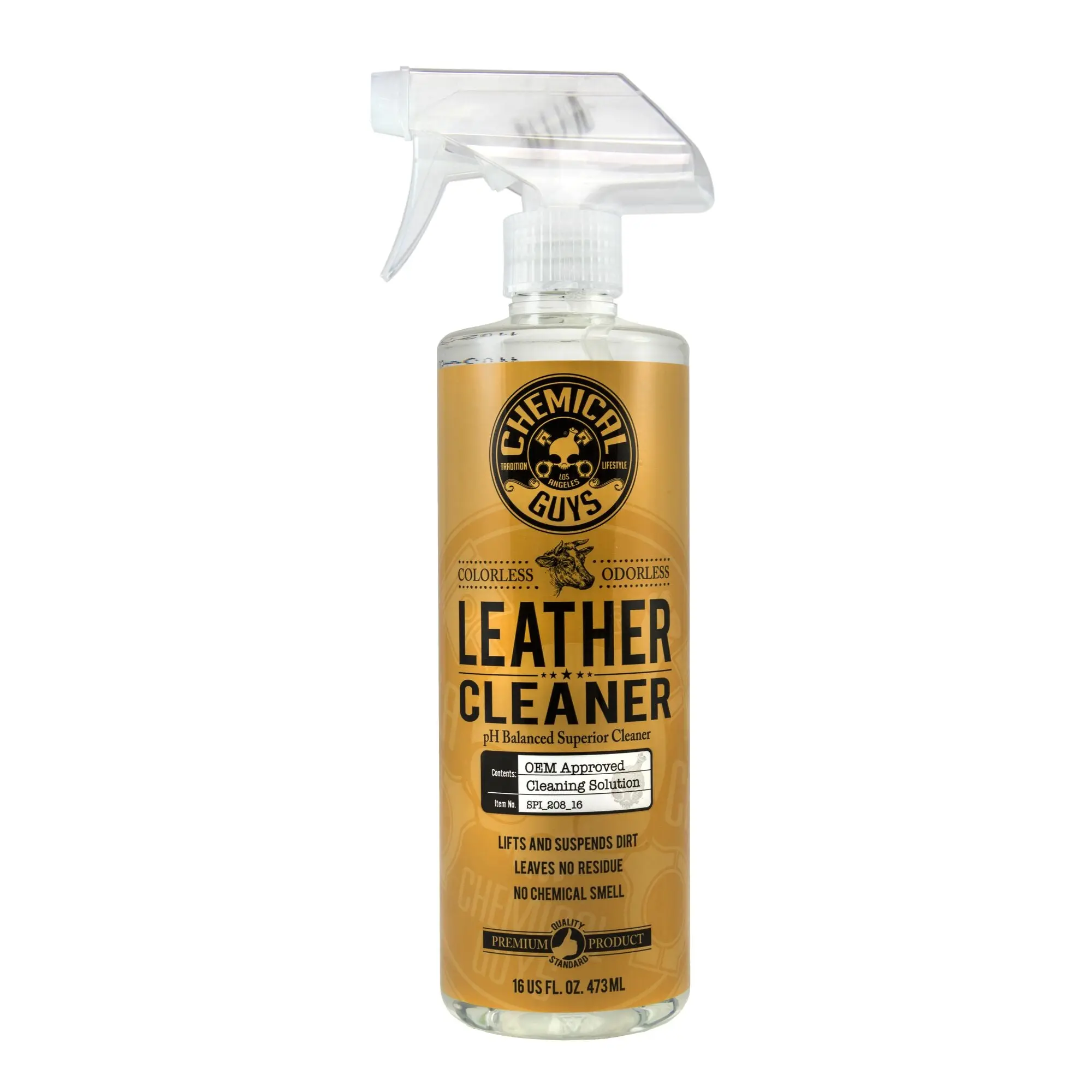 Chemical Guys Leather Cleaner, Car Cleaning Supplies - pH-Balanced, UV-Protective, Removes Oil and Stains, Draws Out Dirt, Restores and Protects Automotive Leather, Interior Car Cleaner, Automobile Cleaner