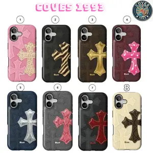 [Free Gift 5pc Sticker] Sugar Cross Brownscale Saint Cheetah Cross Pink Cheetah Cross Blunt Tough Phone Case for iPhone 17 16 15 14 13 12 11 Pro Max Plus Dual Layer Protective Case