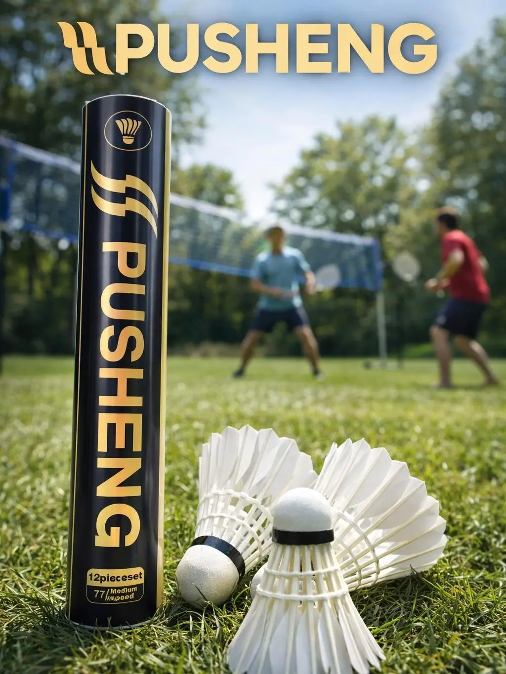 Pusheng Duck Feather Badminton Shuttlecocks Birdies, 12 Pack Speed 77 High Speed Training Badminton Balls, Durable & Stable for Indoor Outdoor Sports