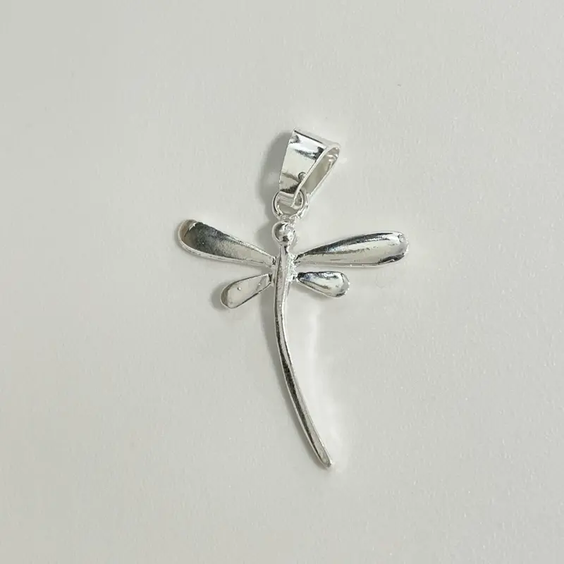 Sterling Silver 925 Minimalist Dragonfly Pendant Charm Insect Jewelry