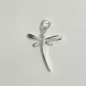 Sterling Silver 925 Minimalist Dragonfly Pendant Charm Insect Jewelry