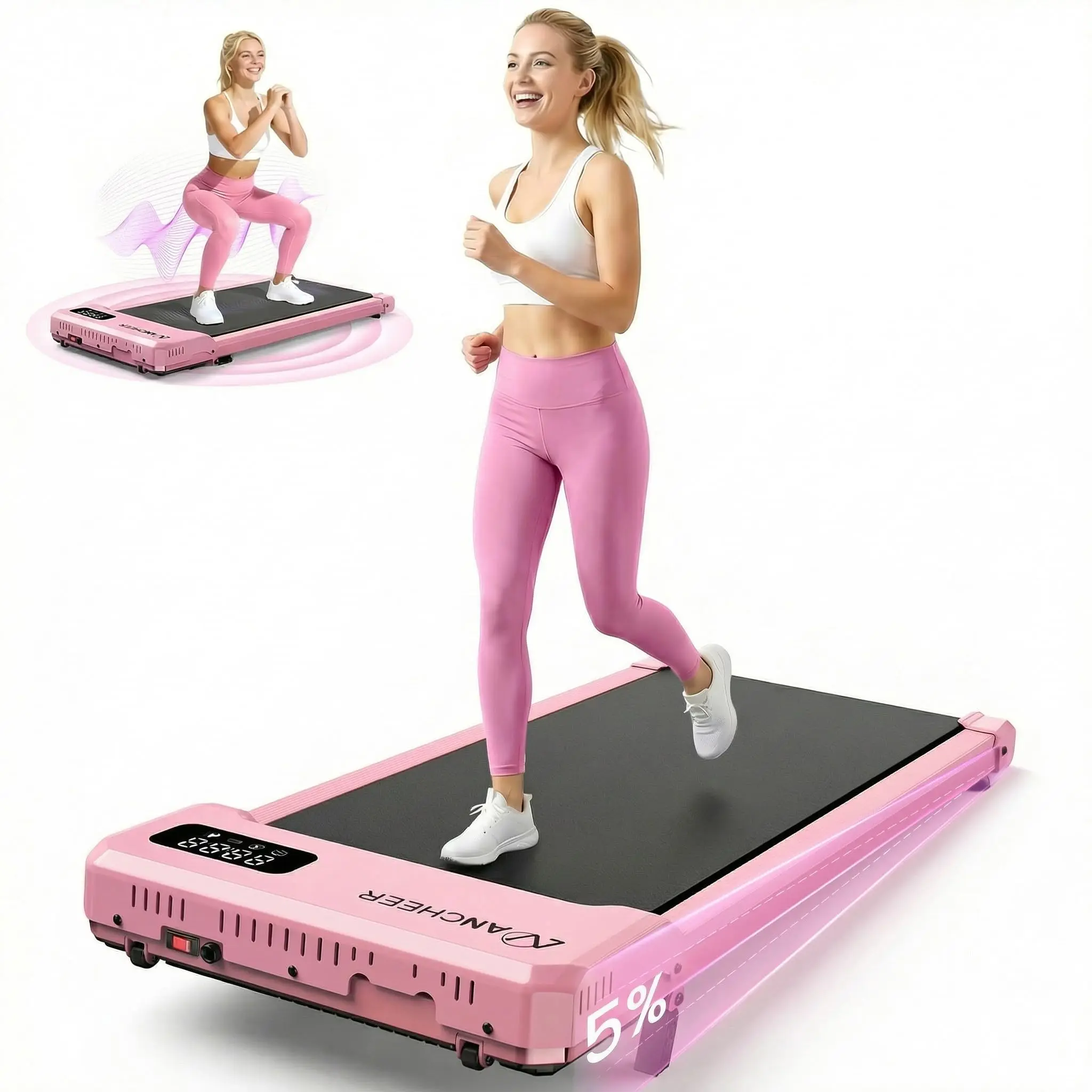 【SummerVibes】Walking Pad Treadmill with Incline - Under Desk Treadmills with Vibration Massage Plate, 2.5HP Compact Portable Treadmills for Home Small Spaces, Office, with Remote Control & LED Display summerwins Workout Station Whole Body Workout tiktoksh