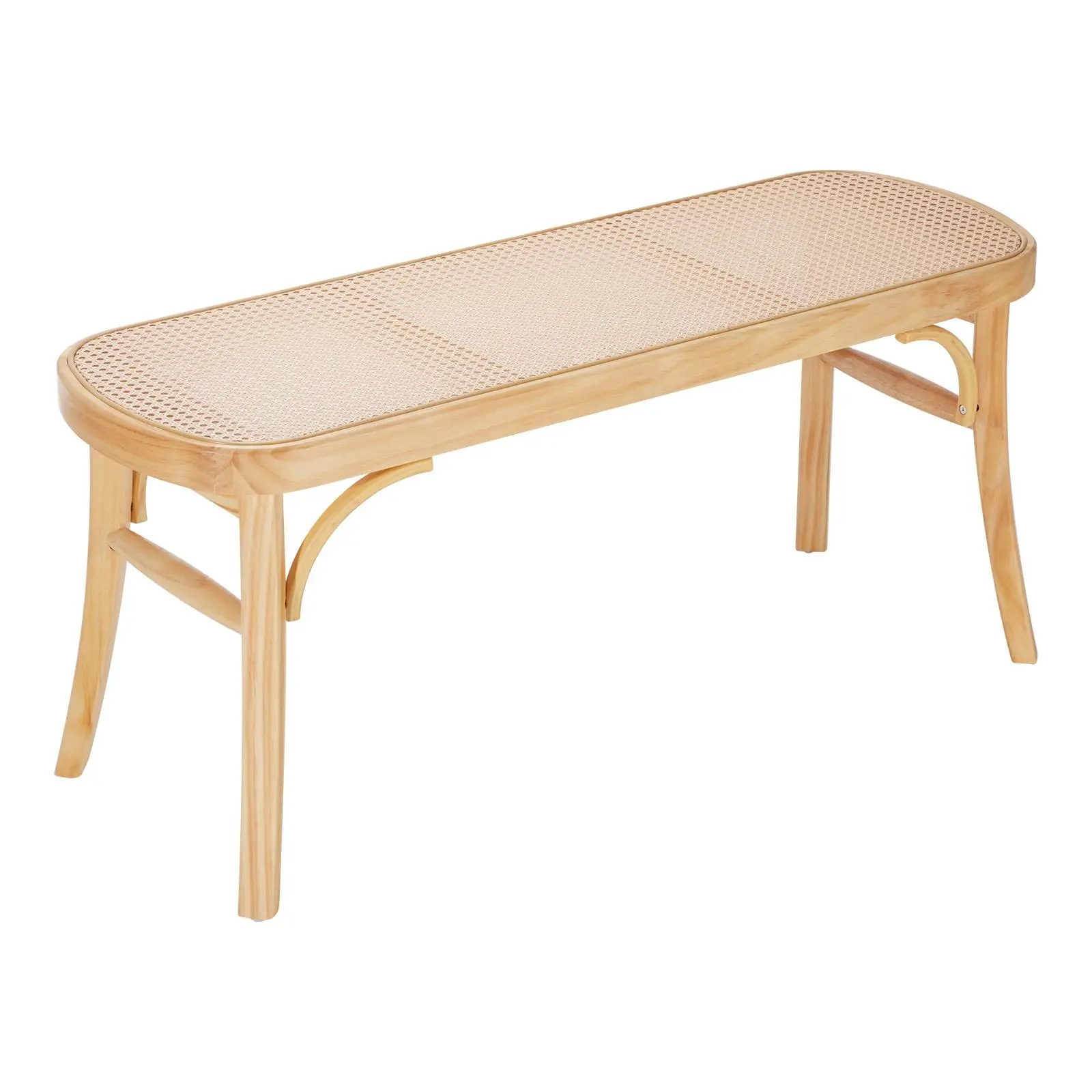 【SummerFinds】VEVOR Rattan Bench,  , 43.3" Wooden Rattan Bench, Entrywway Bench with Oak Wood Legs, Bedroom End of Bed Boho Bench with Hand Woven Rattan, for Living Room, Kitchen