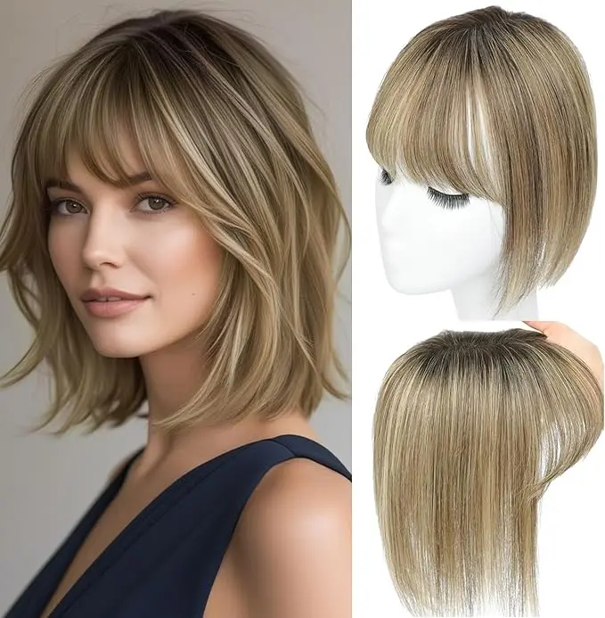10inch Hair Toppers for Women Real Human Hair Toppers for Women with Thinning Hair Topper with Bangs Hair Toppers for Women Hair Pieces for Women(Top hair topper)