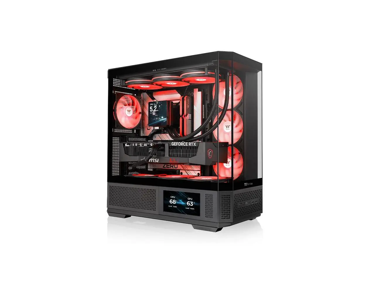 Thermaltake View 370 TG ARGB; Mid Tower Chassis; 1x360mm SF360 ARGB PWM & 1x120 SF120 ARGB PWM Fans include; 360mm Radiator Support; 420mm GPU Clearance; 279mm Max PSU Length; ATX/mATX/mITX; Black